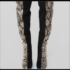 Fashion Nova Snakeskin Heeled Boot